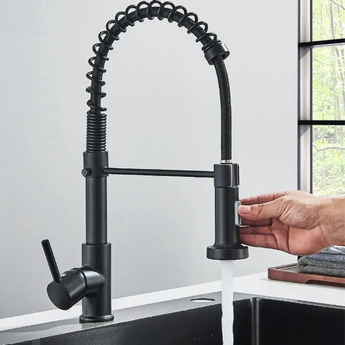 Chelsey-store - Keukenkraan - Handdouche met slang - Uitrekbare Mengkraan - Brushed Grey Pipe A