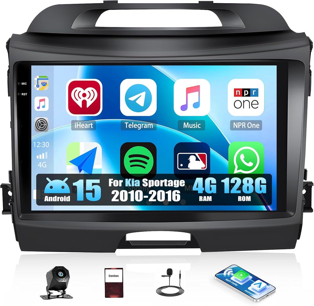 Autorradio Android 15 - 9 inch Incell - 4GB RAM, 128GB opslag - Draadloze CarPlay en Android Auto - ShopVlot