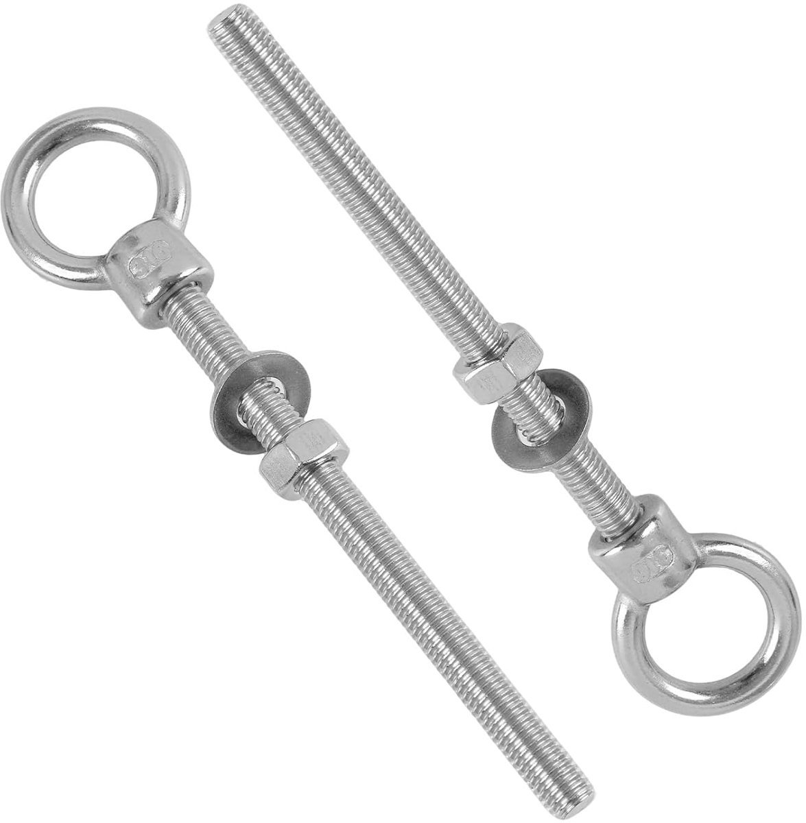2 stuks oogklemmen M8 x 100 mm van roestvrij staal 316, bouten met lange ogen voor het heffen, bevestigen en ophangen - ShopVlot