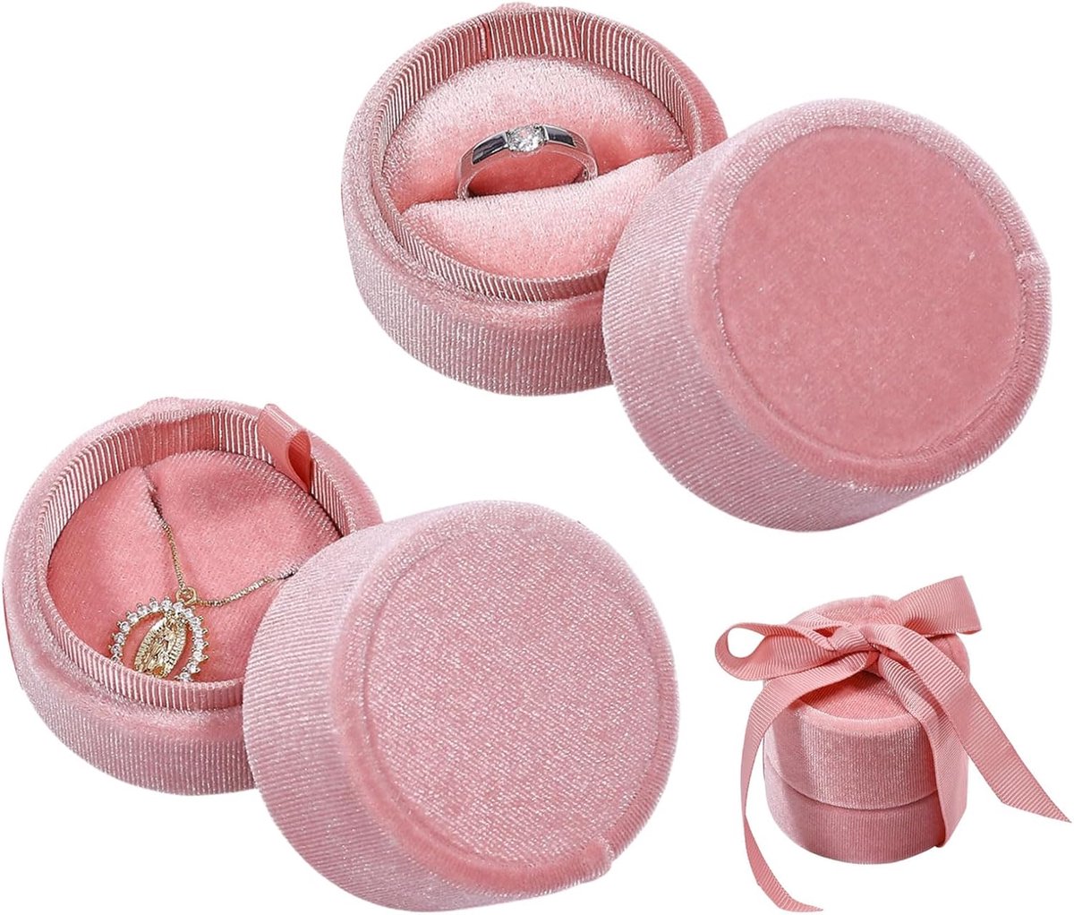 2 stuks sieraden-presentatiedoos, fluwelen ringdozen, verlovingsringhouderbox voor het opbergen van ringen, sieraden - ShopVlot