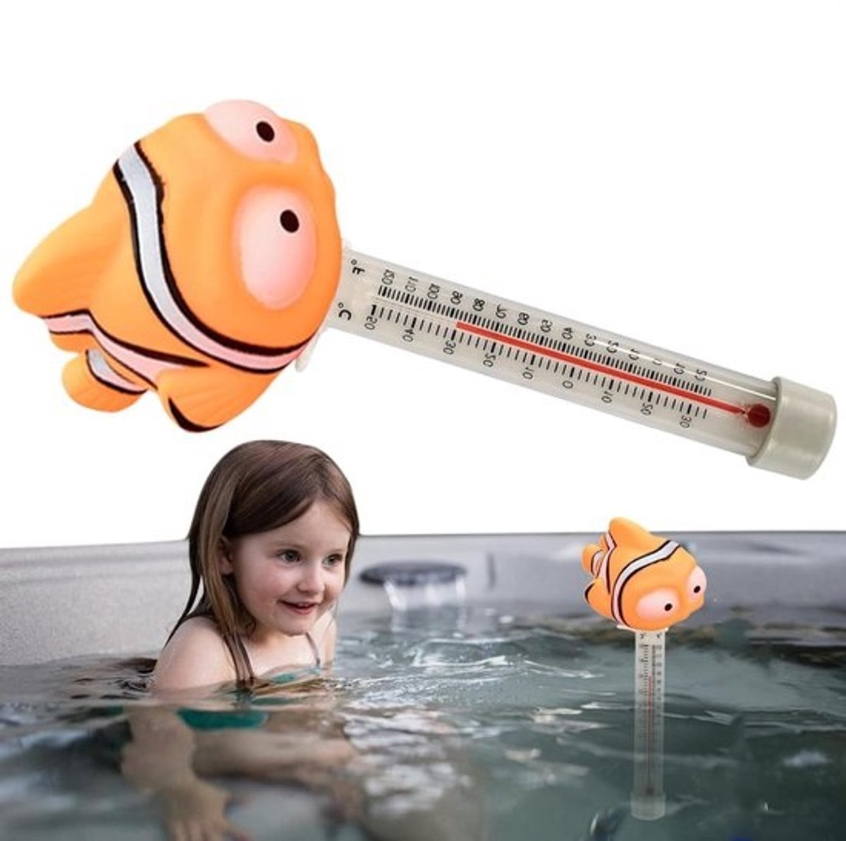 Zwembadthermometer - Drijvende sensor - Watertemperatuur meten - Snel afleesbaar - 18.5 cm - Blauwe octopus