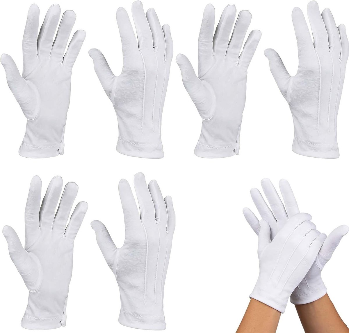 Elegante witte kostuumhandschoenen - 3 paar zachte, verstelbare handschoenen voor dans, ceremonie en juweleninspectie