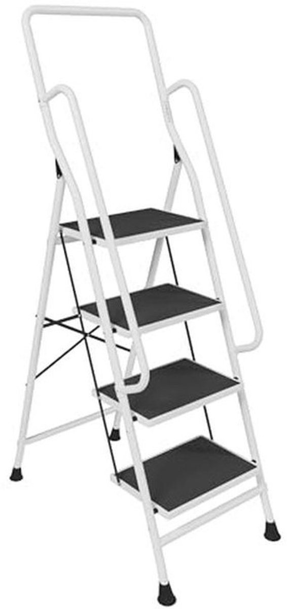 Opvouwbare 4-traps ladder - Met leuning - Antislip - Voor binnen en buiten