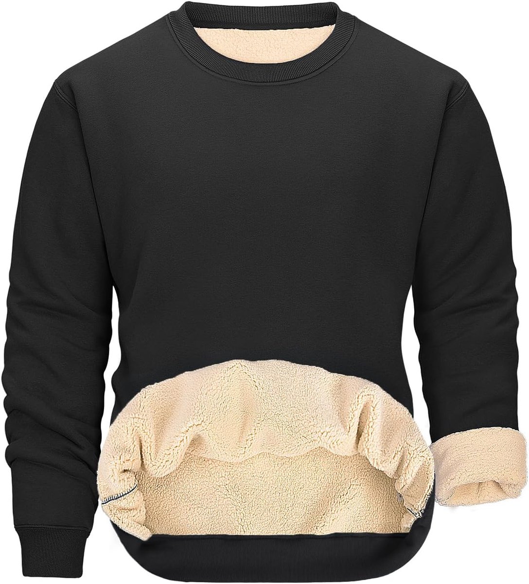 Sweatshirt zonder capuchon, fleece sweatshirt voor heren, klassiek, ronde hals, warm, sweatshirt met lange mouwen, effen, casual, sportief, trui, bovenstuk, wintersweater