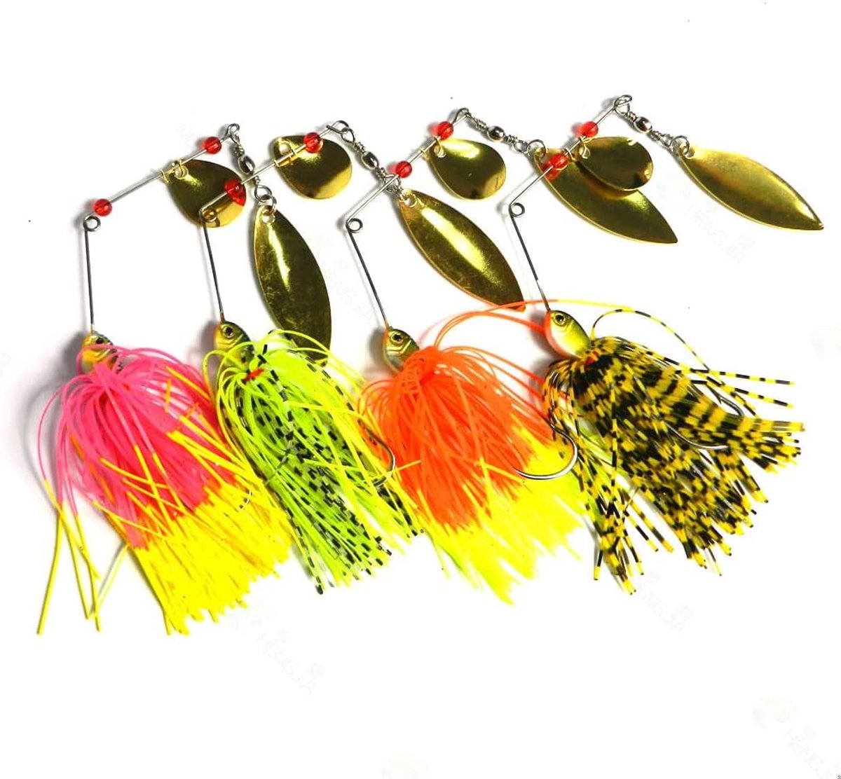 4-stuks Hard Spinner Aas Lokt Kit Gemengde Kleur Lepel Rok Jig Vissen Kit Voor Zout- en Zoetwater Vissen