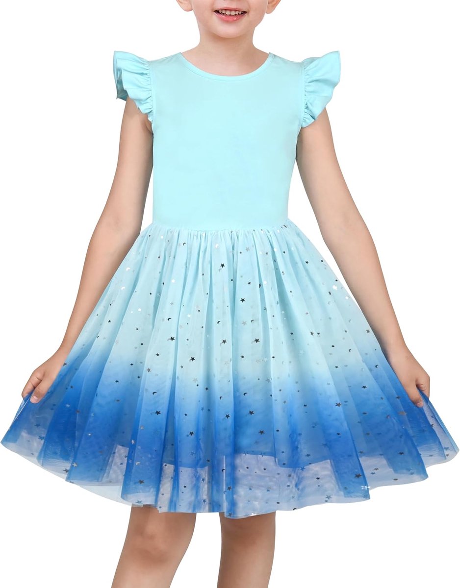 Jurk Roze Pailletten Bruiloft Hallo laag Tule Rok Tutu Flutter mouw 4-8 jaar