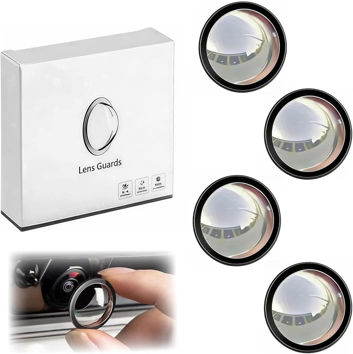 4 stuks beschermfolies voor autocameralens, 360° Car Camera Lens Protector, 9h bescherming & waterdicht voor achteruitrijcamerabescherming, auto-accessoires voor achteruitrijcamera's voor