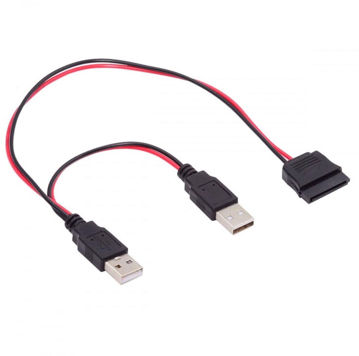 CY DC 5V USB Dual to SATA 15Pin Power Cable for 2.5" SATA HDD SSD Disk Driver 5V 2A Max - ShopVlot