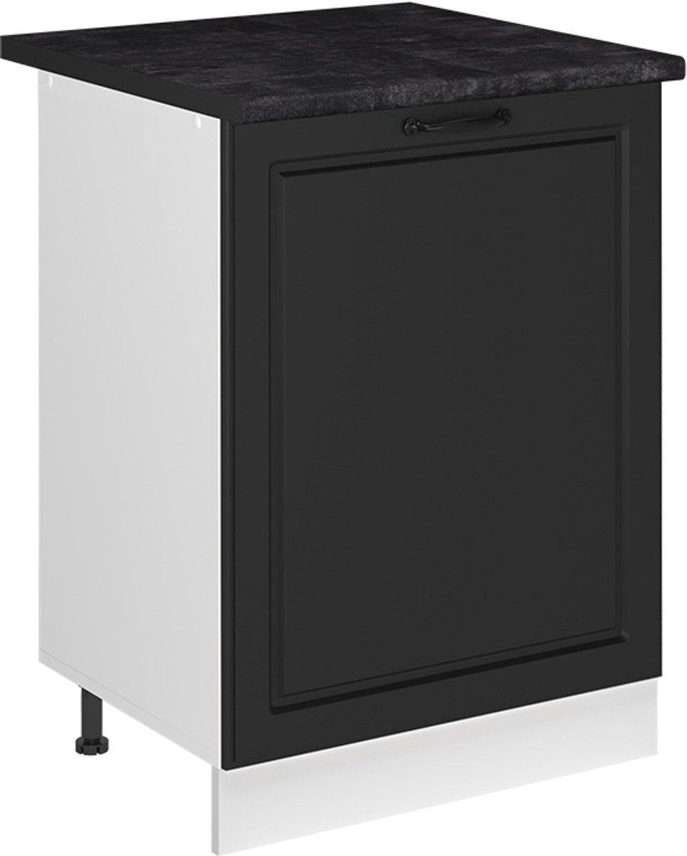 Vicco Keukenonderkast R-Line, Antraciet landelijk/Wit, 60 cm met 1 deur antraciet werkblad