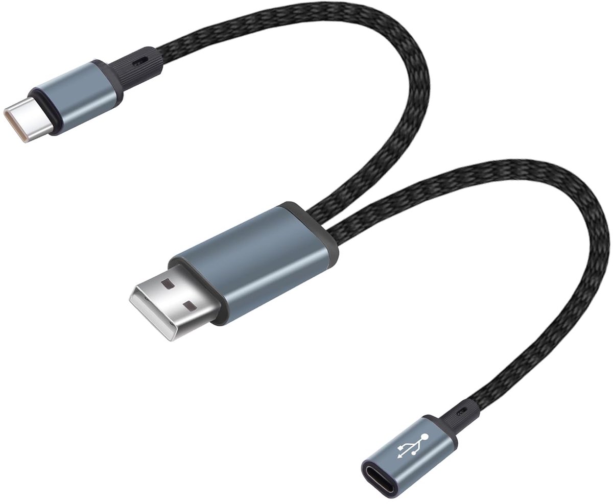 USB-stekker naar vrouwelijke kabel, korte USB-A-naar-USB-C-mannelijk-naar-female-oplaadkabel - 20 cm - ShopVlot