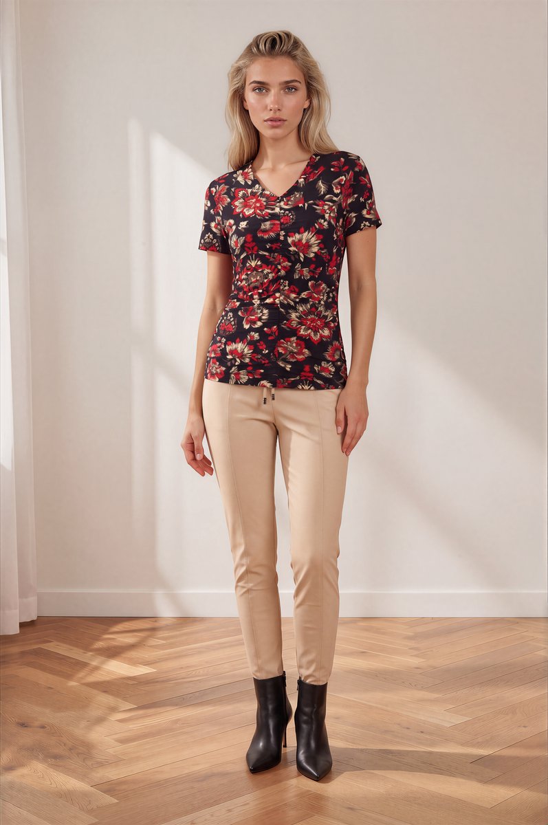 MI PIACE - Travel T-shirt V Hals Ornamental Flowers Print 202080 Samba - Maat : M