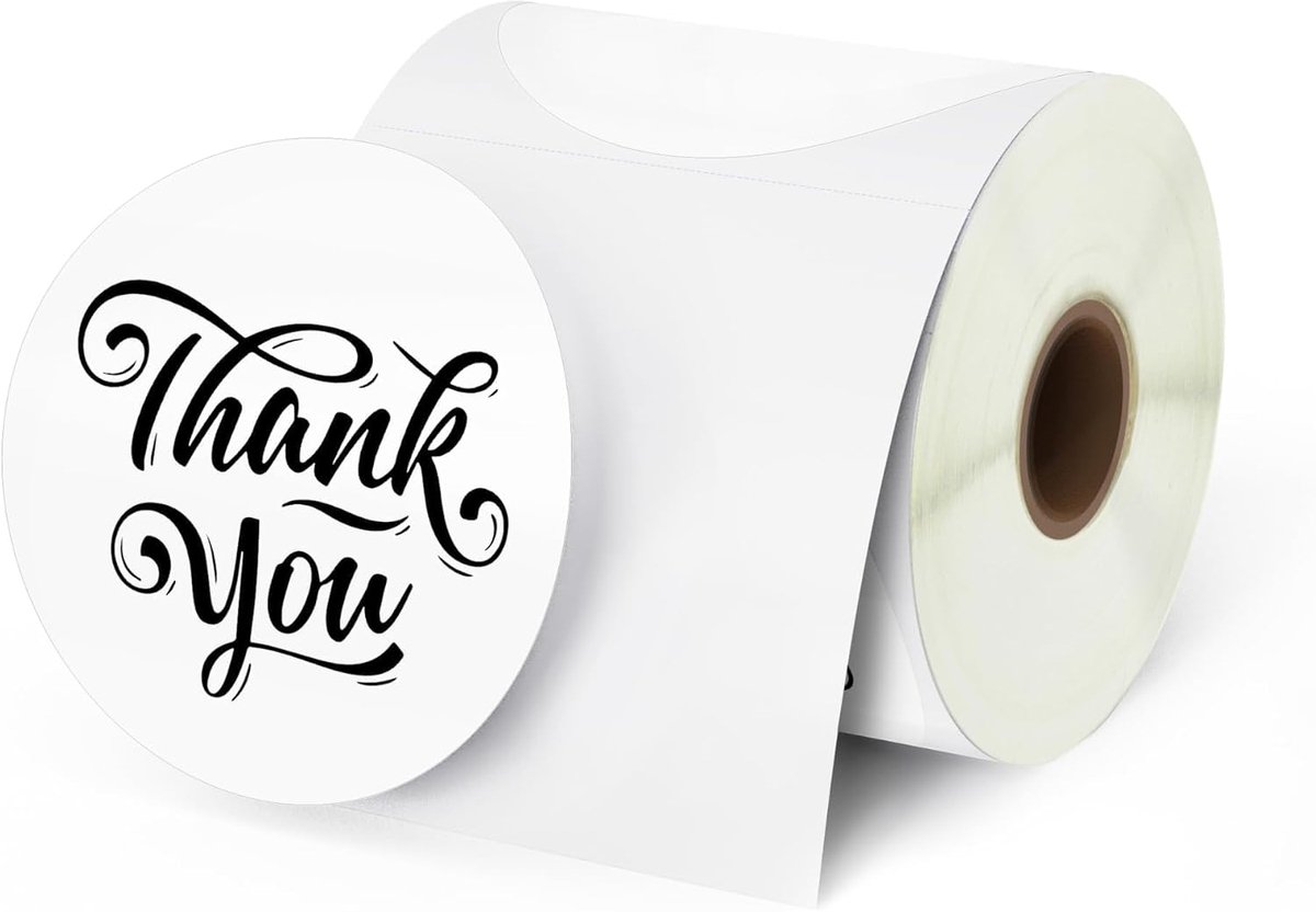 BETCKEY - Round labels 76 mm, compatible with Zebra printers and other, perforated [1 roll, 1380 labels] - ShopVlot