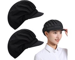 Risipu 2 Pieces Elastic Chef Hat for Women and Men, Adjustable Dustproof Work Hat with Brim, for Kitchen and Restaurant - ShopVlot
