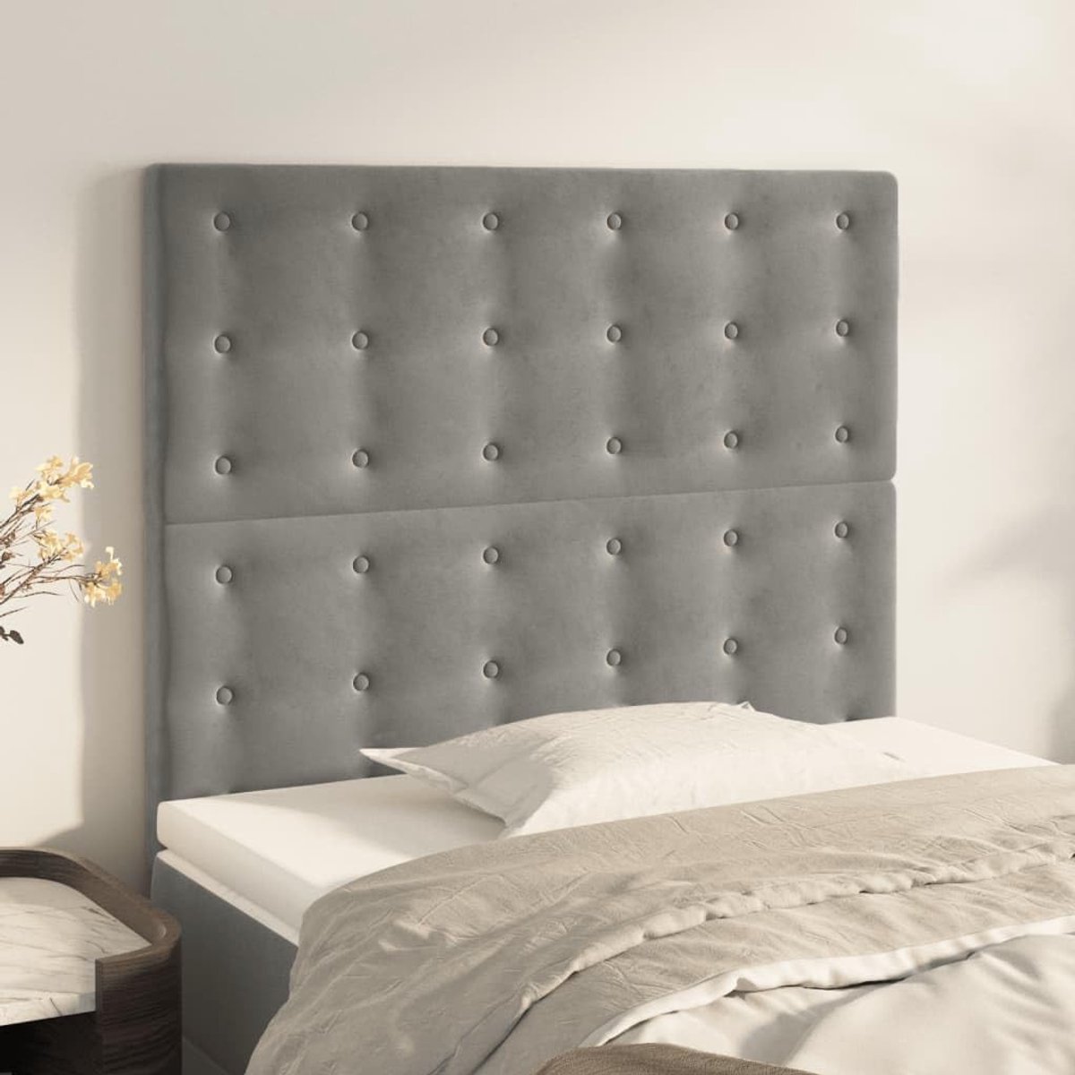 Hoofdeinde 2 STK. Lichtgrijs 100x5x78/88 cm Fluwelen Bed Hoofdeinde Slaapkamer Hoofdeinde Slaapkamer Meubels voor Slaapkamer, Hotels