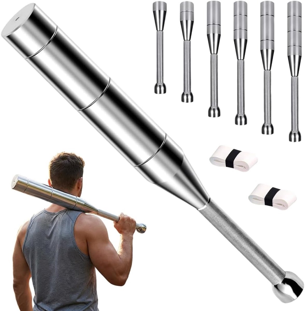 6-in-1 verstelbare klauw/macebell van staal, premium Steel Indian Club voor krachttraining, schoudertraining, gripversterking, full-body training en rekoefeningen