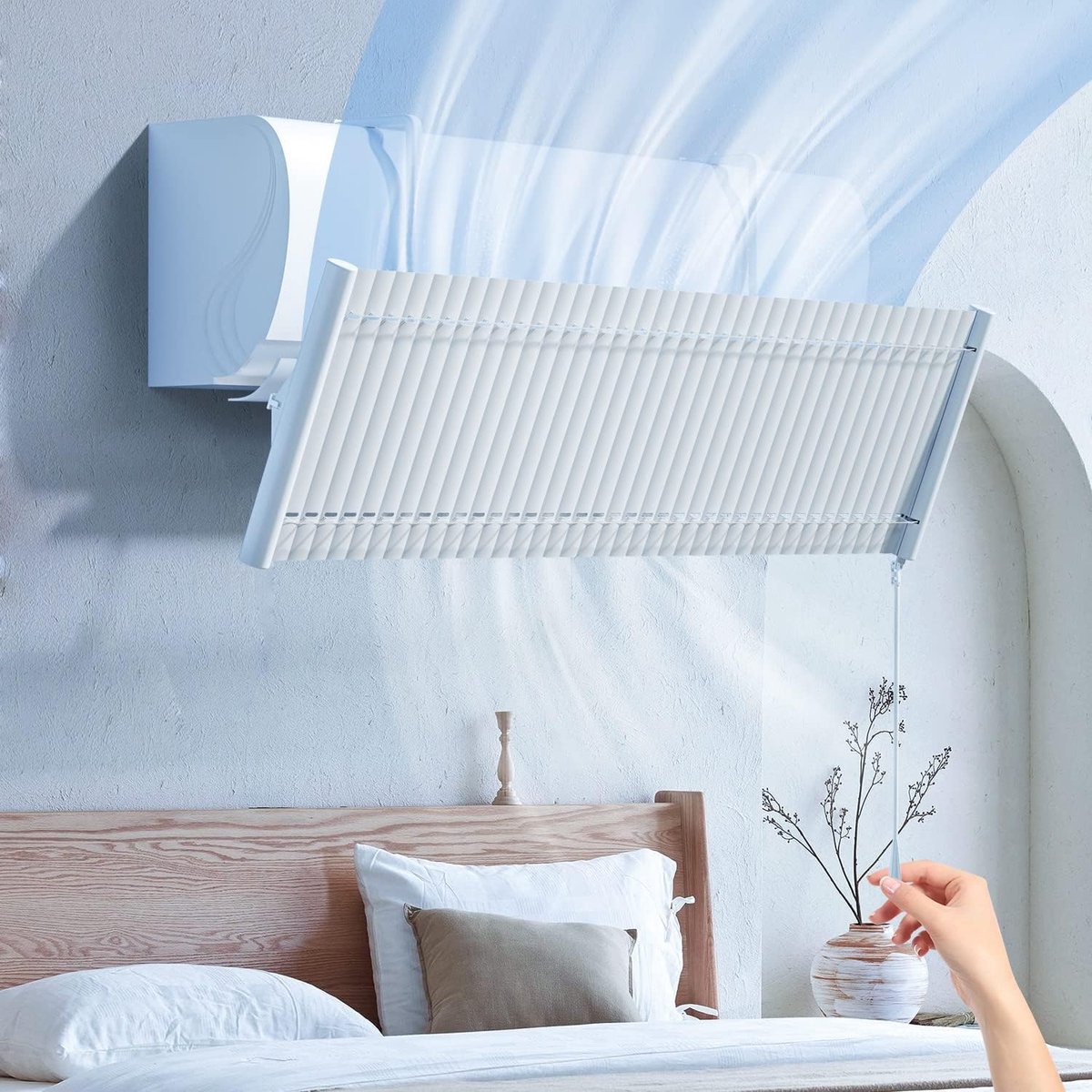 Windgeleider voor airconditioning, metaal, verstelbaar, voorruit, airconditioning, wand-airconditioning, voor thuis, kantoor, kamer, zwangere vrouwen, ouderen
