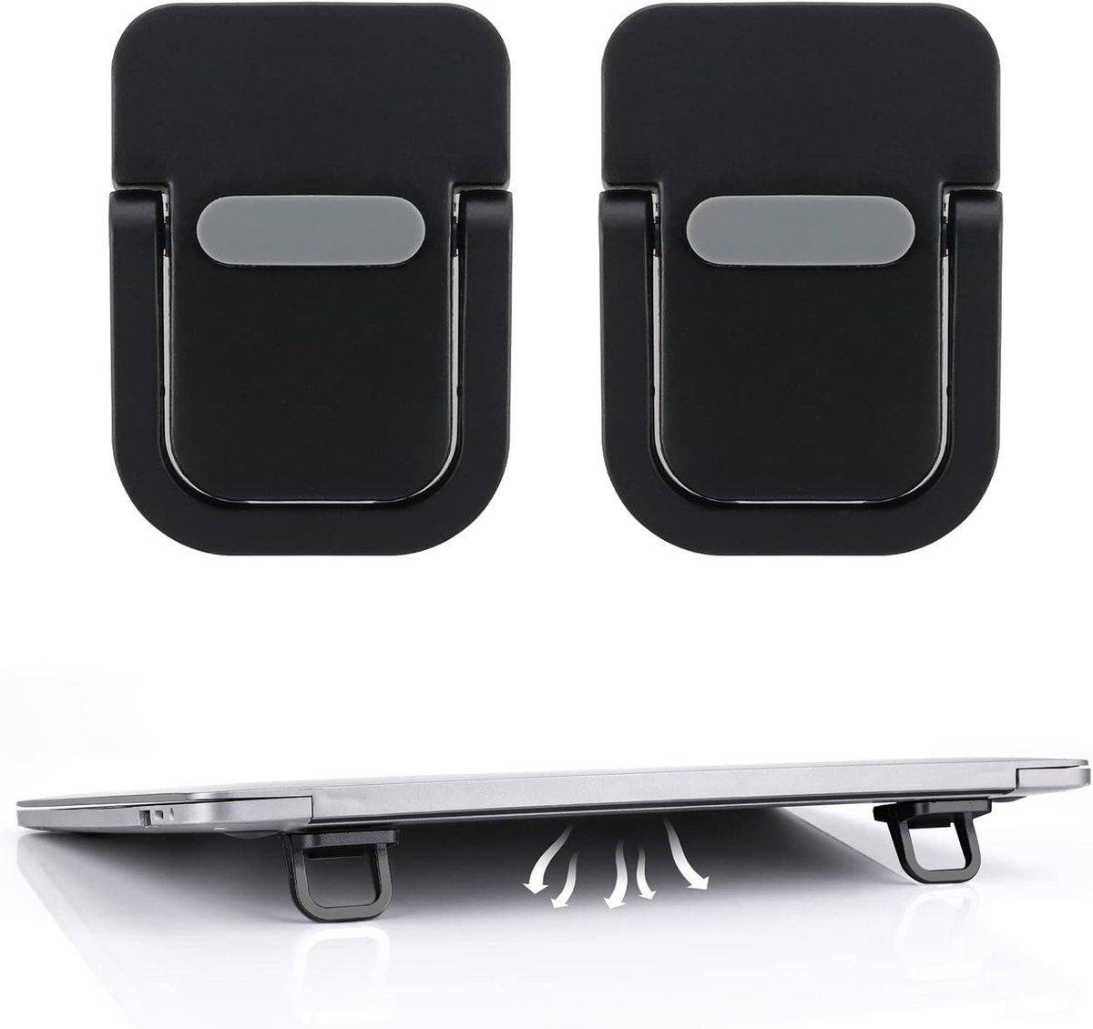2 stuks draagbare toetsenbordverhoger, zelfklevende mini-laptopstandaard, onzichtbare computertoetsenbordstandaard voor bureau, opvouwbare laptopvoeten met anti-slip siliconen (zwart)
