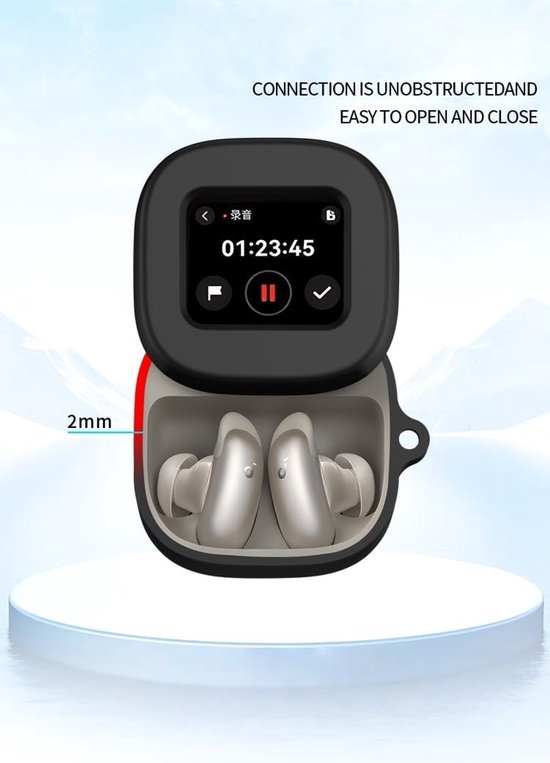 Hoes compatibel met Soundcore Liberty 5 Pro Max, stootvaste beschermhoes van siliconen, frontled zichtbaar, compatibel met Soundcore Liberty 5 Pro Max, donkerblauw — afbeelding 4