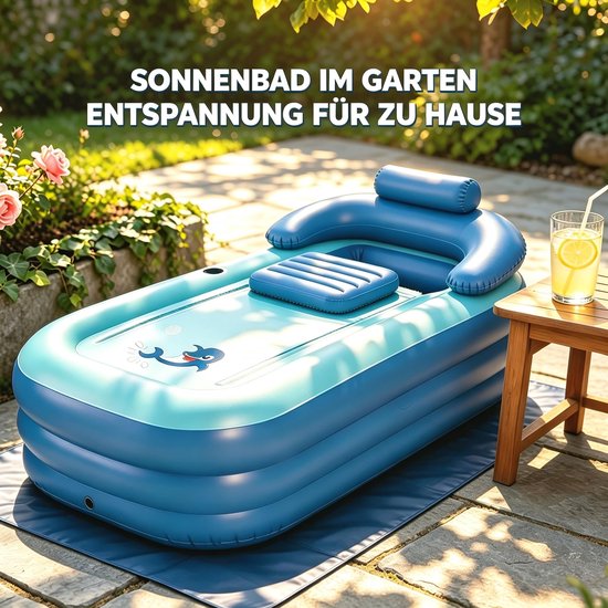 Opblaasbaar Bad 160 x 84 x 64 cm – Met Elektrische Pomp – 3-Kamer Ontwerp – Armleuningen en Neksteun — afbeelding 4