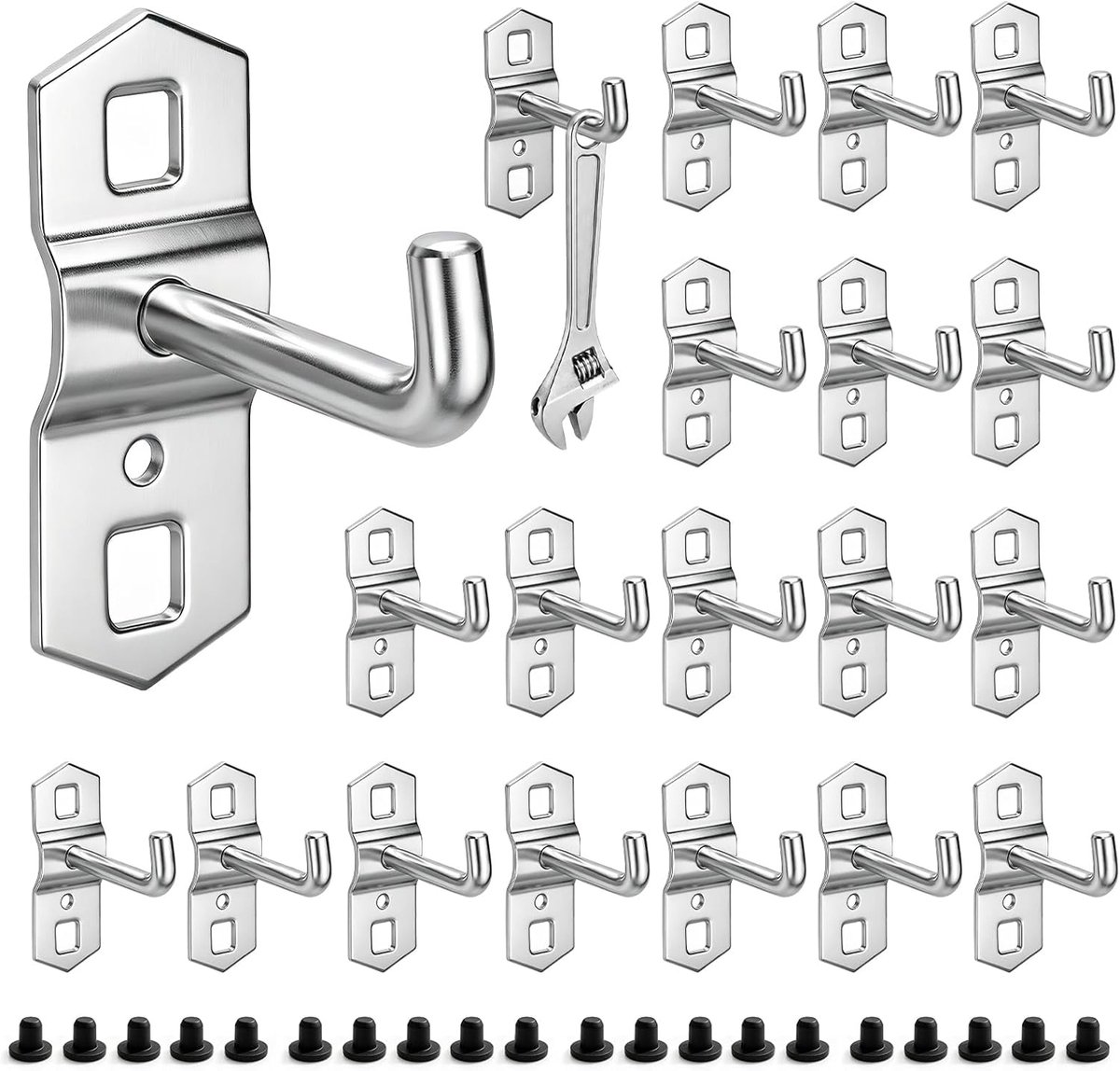 Set van 20 stuks, gereedschapshouders, gatenwand, accessoires, met 20 borgpennen voor supermarkt, werkplaats en (50 mm)