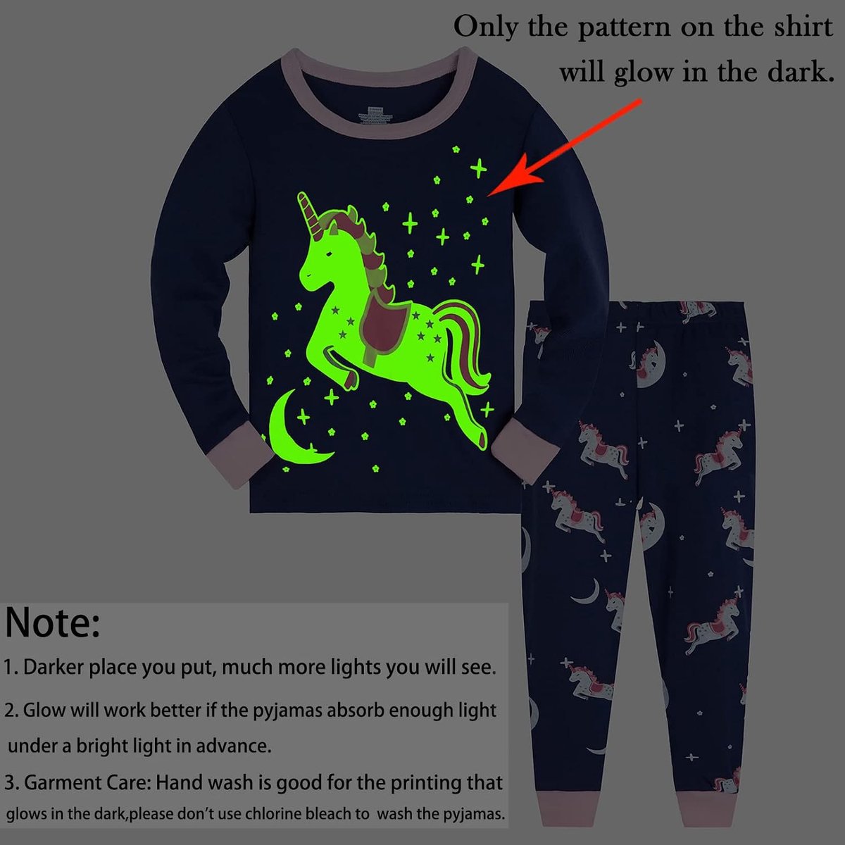 Katoen, eenhoorn, lange mouwen, tweedelige pyjamaset, schattige panda, kindernachtkleding, winter, Kerstmis, pyjama, maat 1-12 jaar