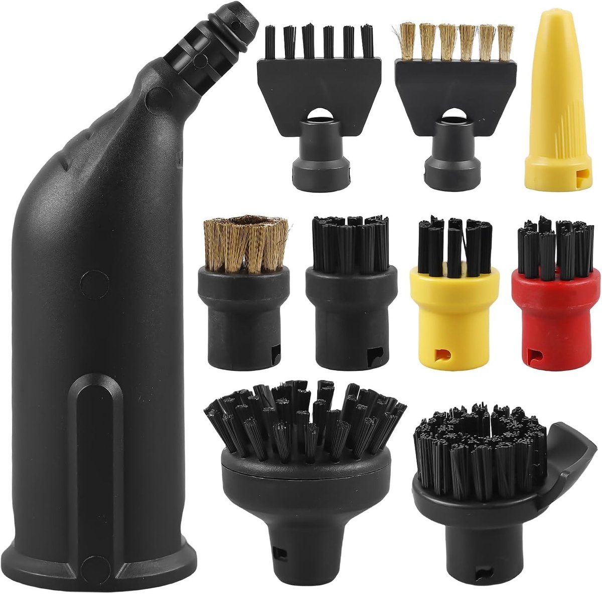 Set van 10 Stoomreiniger Accessoires - Grote Ronde Borstel, Schoonmaakborstel en Voegenborstels voor Effectieve Reiniging