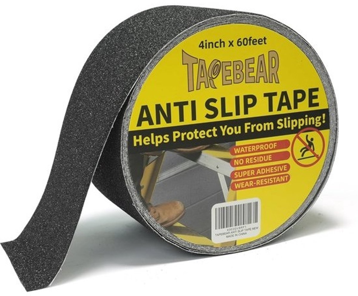 Antislipplakband - voor trappen - Veiligheidsband - voor binnen en buiten - zwart, 100 mm x 18 m