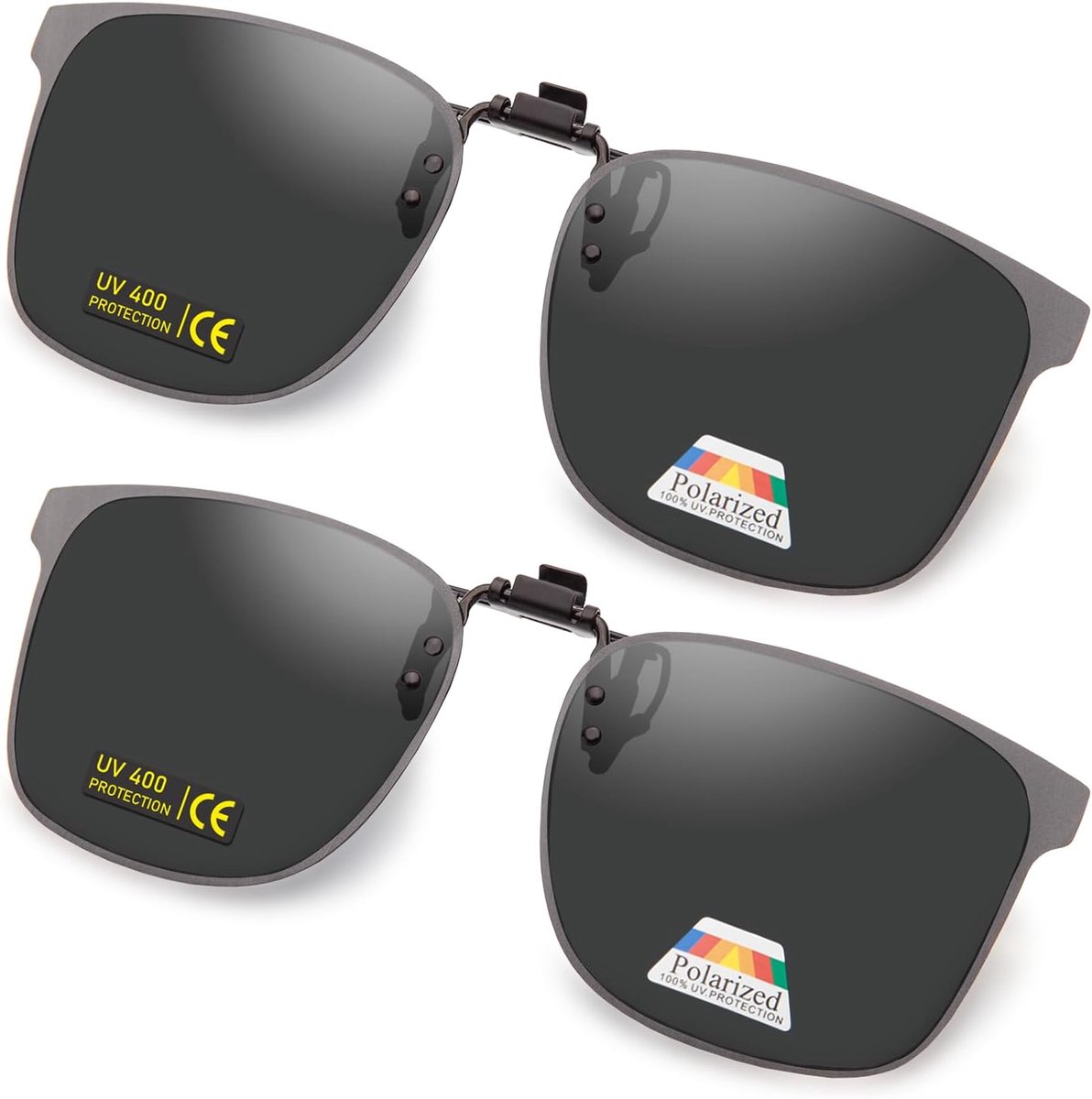 Clip-on zonnebril, UV400, anti-glare glazen, laserranddesign, uniseks