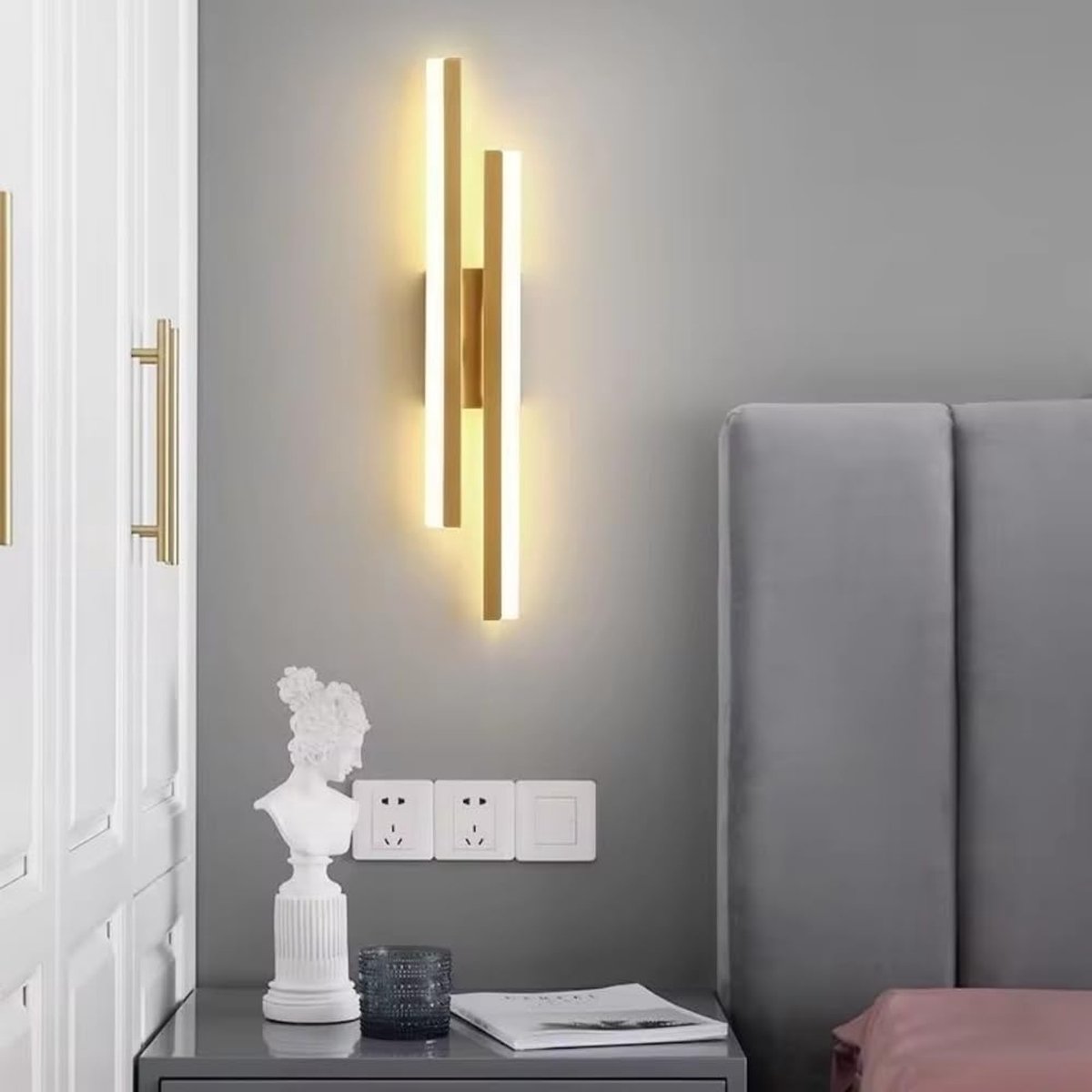 Wandlamp Binnen – LED Wandverlichting – 1800 Lumen – Warm Wit 3000K – Goud – 16 W – 40 cm lang