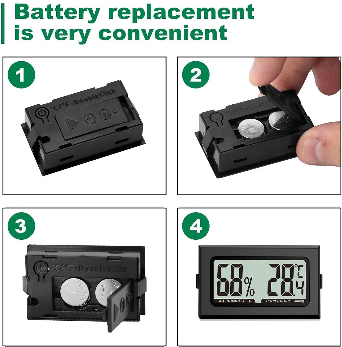 4 stuks luchtvochtigheidsmeter, thermometer, mini-digitale hygrometer met LCD, temperatuurkamerthermometer voor binnen, kantoor, woonkamer en wijnkelder (batterijen inbegrepen) (4) — cadeau in Cadeau-ideeën - foto 8