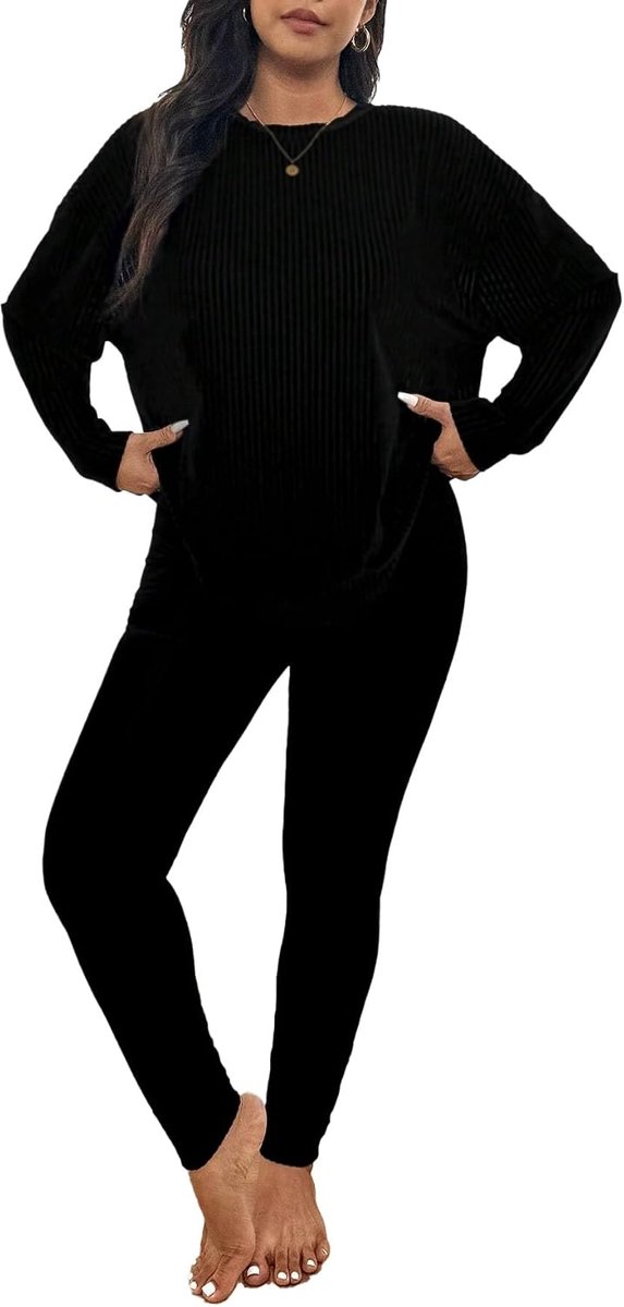 Loungewear-set voor dames, bovendeel met lange mouwen en leggings