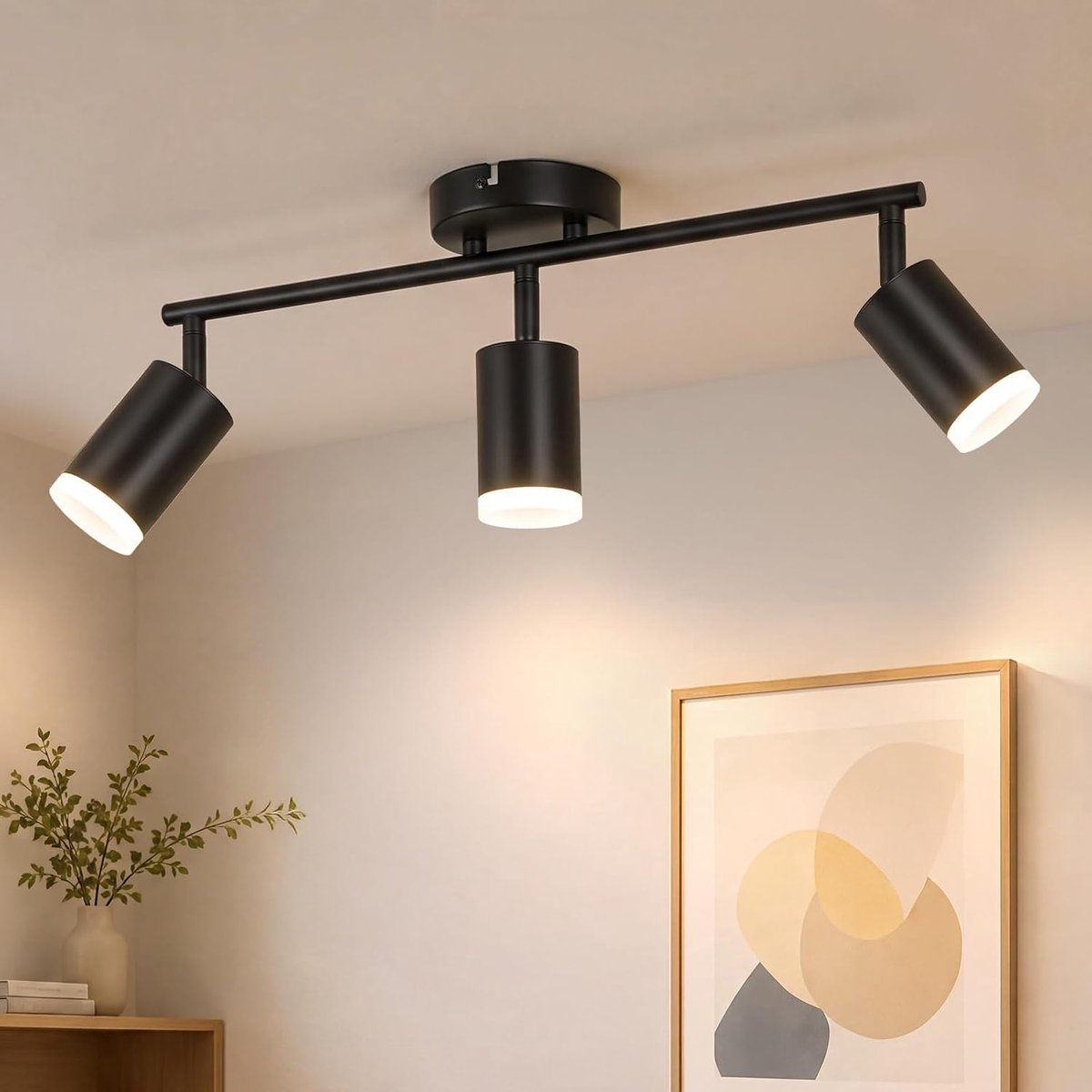 Plafondlamp, 3 spots, draaibaar, plafondlamp, spot, zwart, GU10