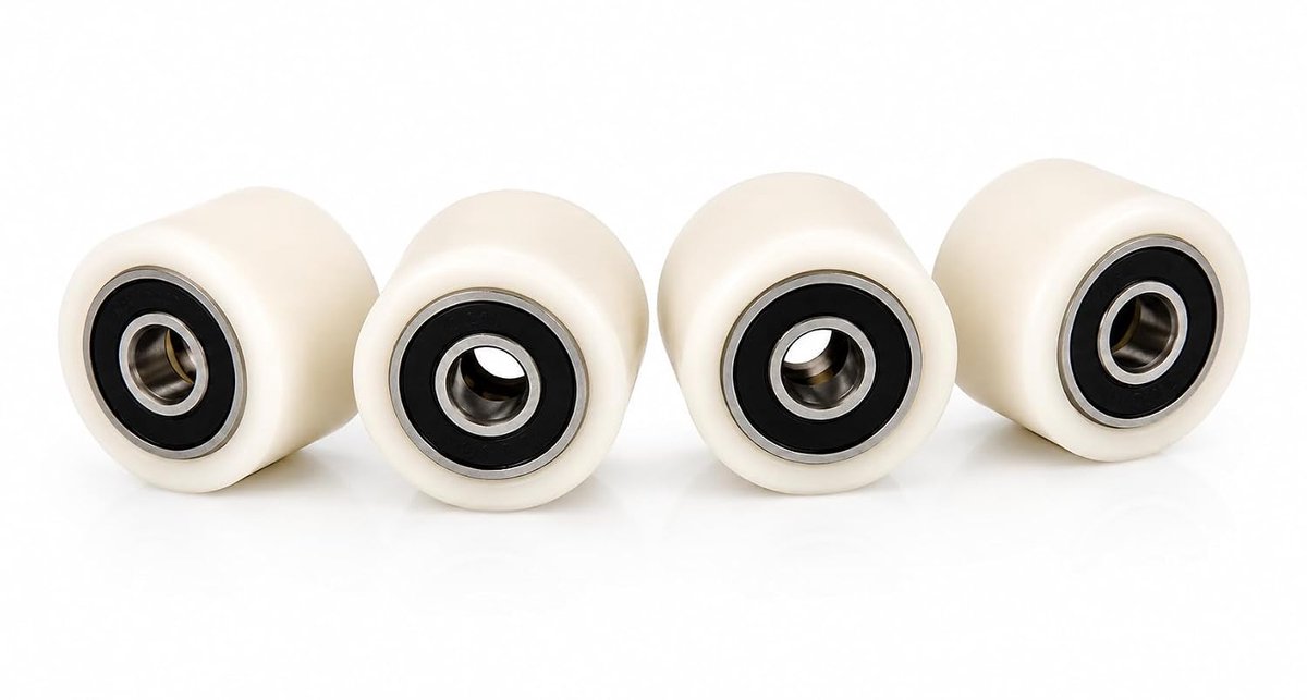 Polyamide wielen, 30 mm diameter, 20 mm breed, 8 mm dik, nauwkeurig gefreesd, 4 stuks