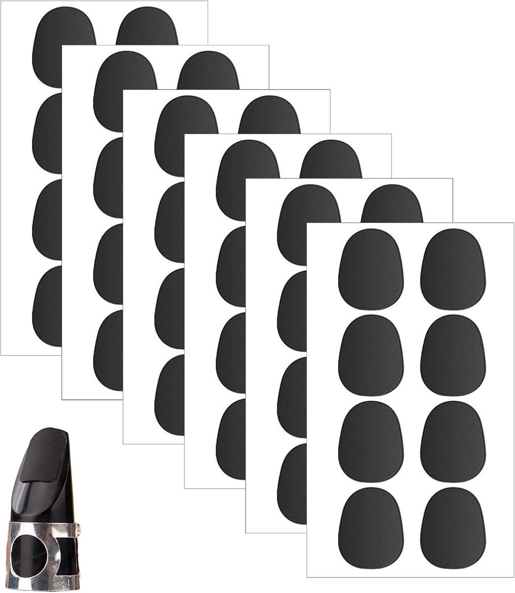 48 stuks tandkussens voor saxofoon en klarinet, ovale mondkussens 0,8 mm, mondbescherming voor blaasinstrumenten, ovale vorm