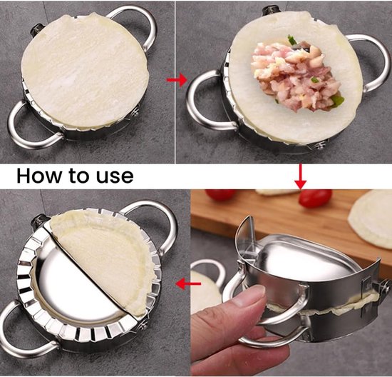 Maker 304 RVS-Houten Rolling Pin- Manual Dumpling Maker Set — afbeelding 3