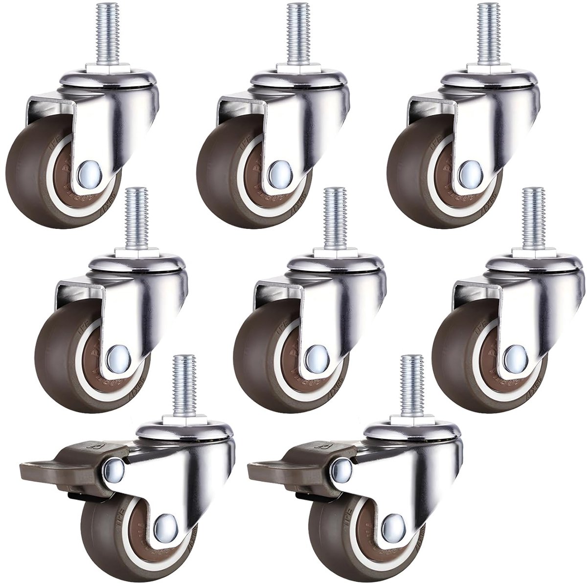 Meubelswielen 25 mm - Rubber wielen met rem - 360° draaibaar - Stil en niet-slip voor meubels - ShopVlot