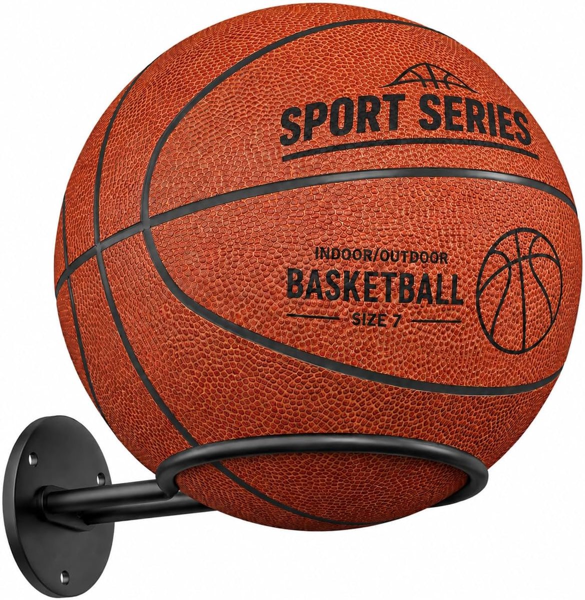 Ball display holder wall bracket: black storage stand for basketball, rugby, football, football, baseball room decor - ShopVlot
