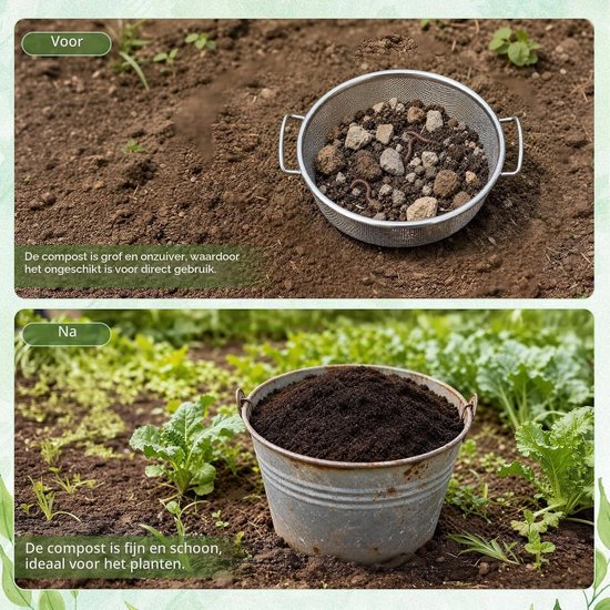 Tuinscherm van RVS Ø 1 mm, Sterke Compostzeef met Dubbele Handgreep voor Efficiënt Tuinieren — afbeelding 5