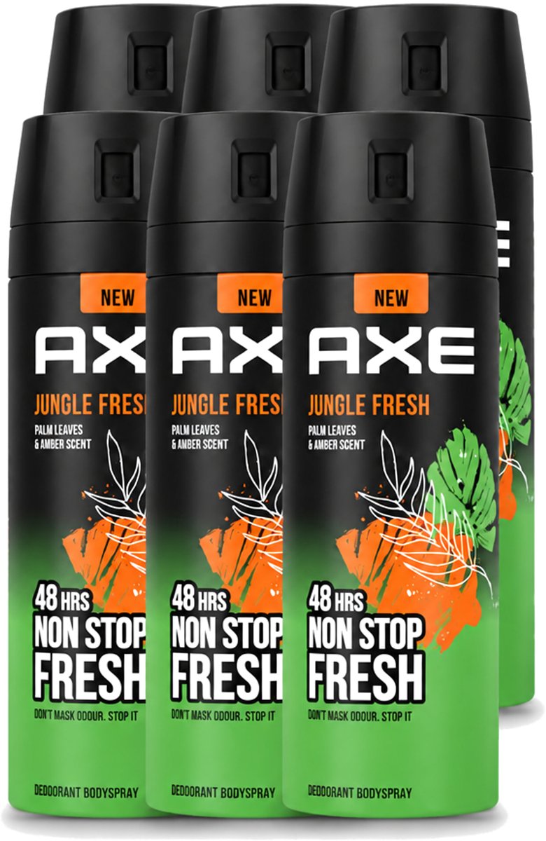 6 x Axe – Deodorant Bodyspray – Jungle Fresh – 150 ml - Voordeelverpakking - 6 stuks