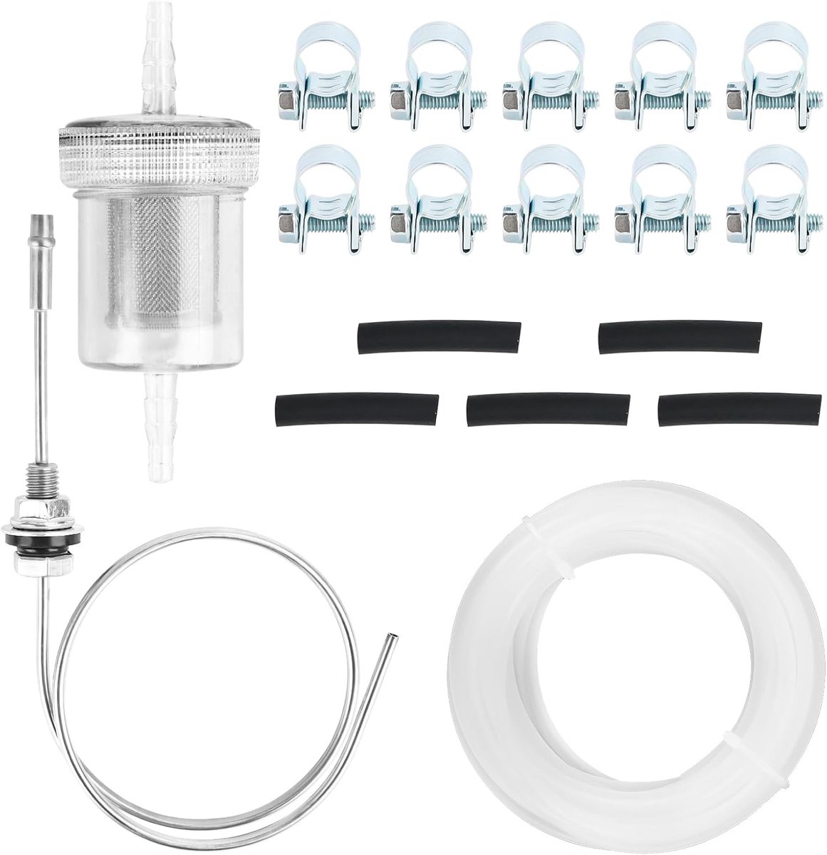 Fuel Tube Set, Tank Taker, Stand Tube with 1 Oil Filter + 5 Connecting Tubes + 10 Hose Clamps + 5 m Petrol Hose, for - ShopVlot