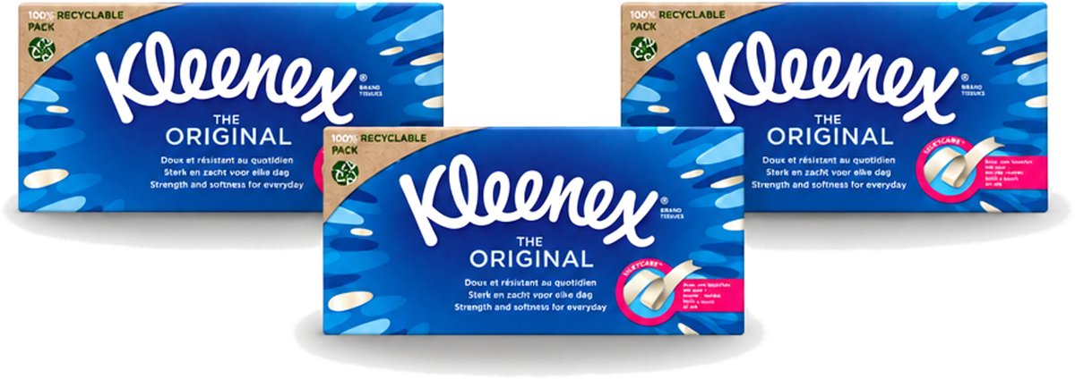 3 x Kleenex - Tissues - The Original - Voor Dagelijks Gebruik - 72 Stuks - Voordeelverpakking - 3 stuks