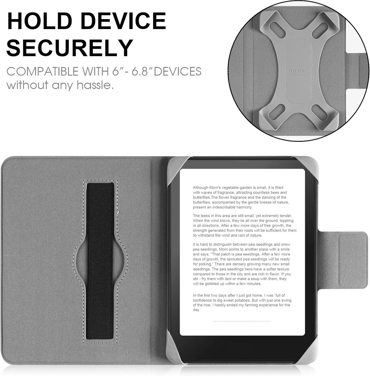 Dailygoods - HoYiXi Universele hoes voor 6,8 inch, 7 inch eReaders.Compatibel met Kindle, Kobo, Paperwhite, Pocketbook, Tolino eReaders. Elastische touwhoes voor 6" - 7" E-book Readers.Roze in kleur. – foto 2