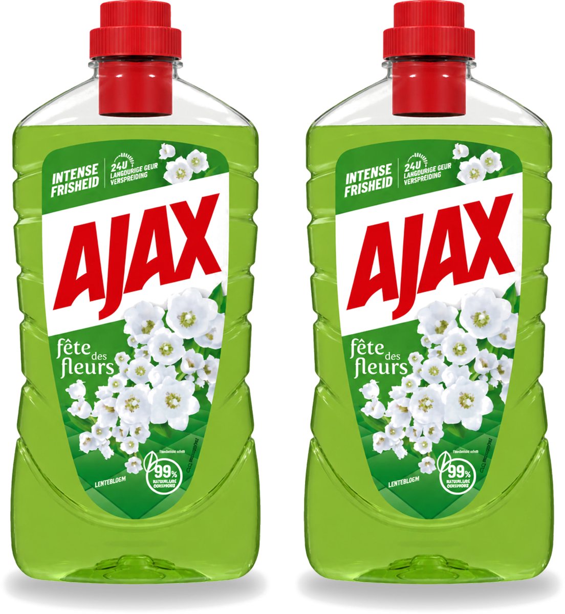 2 x Ajax - Allesreiniger - Fête des Fleurs - Lentebloem - Met Essentiële Oliën - 1 L - Voordeelverpakking - 2 stuks