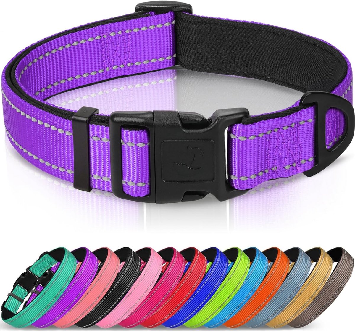 SnelShoppen - Verstelbare Hondenhalsband met Veiligheidsgesp, Reflecterend en Zacht Neopreen voor Kleine Honden, Paars, Ideaal voor Chihuahua, Poedel,
