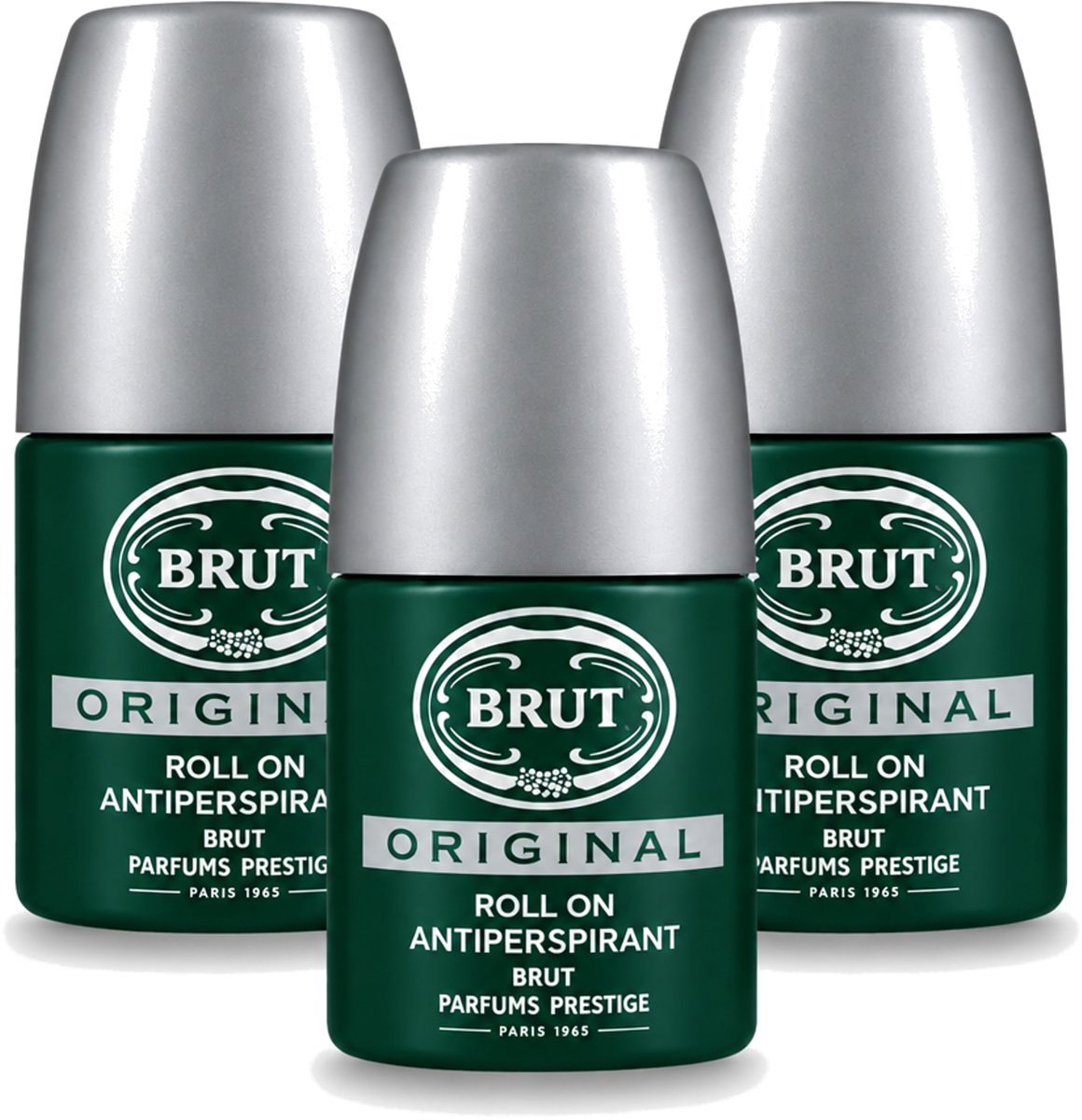 3 x Brut – Deodorant Roll-On – Original – Glas – 50 ml - Voordeelverpakking - 3 stuks