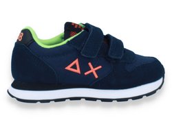 SUN68 Navy Blue Boy's Tom Fluo Nylon Sneaker - Blauw