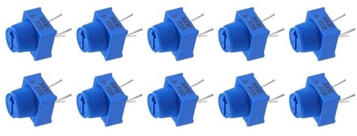 Potentiometerset - Verstelbare weerstand - Circuit aanpassen - Breadboard-ready-pinnen - 10 stuks - 10K ohm - Niet van toepassing