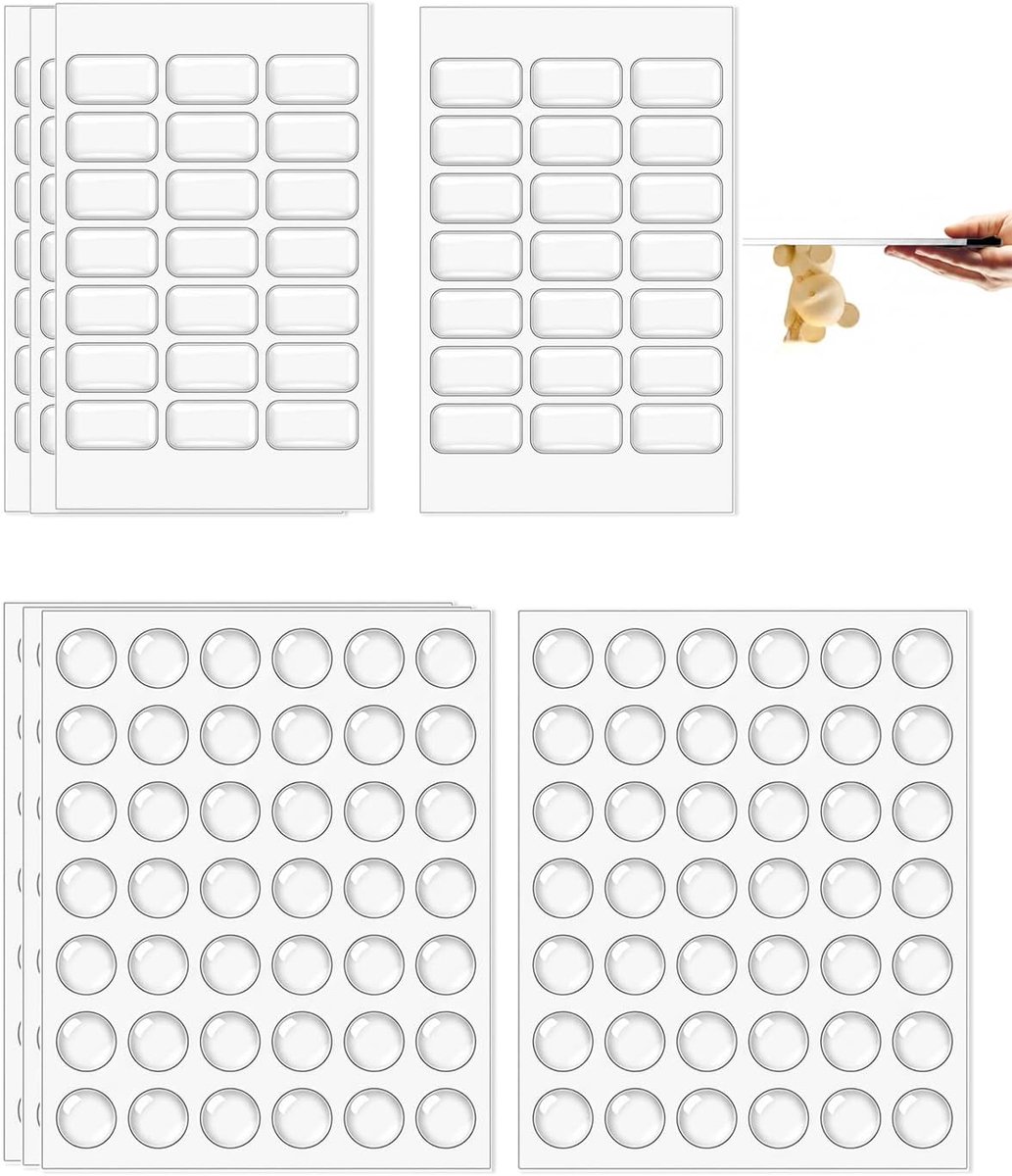 252 transparante dubbelzijdige plakpunten (8 vellen), afneembare rechthoekige rubberen pads voor het ophangen van foto's, posters en decoraties