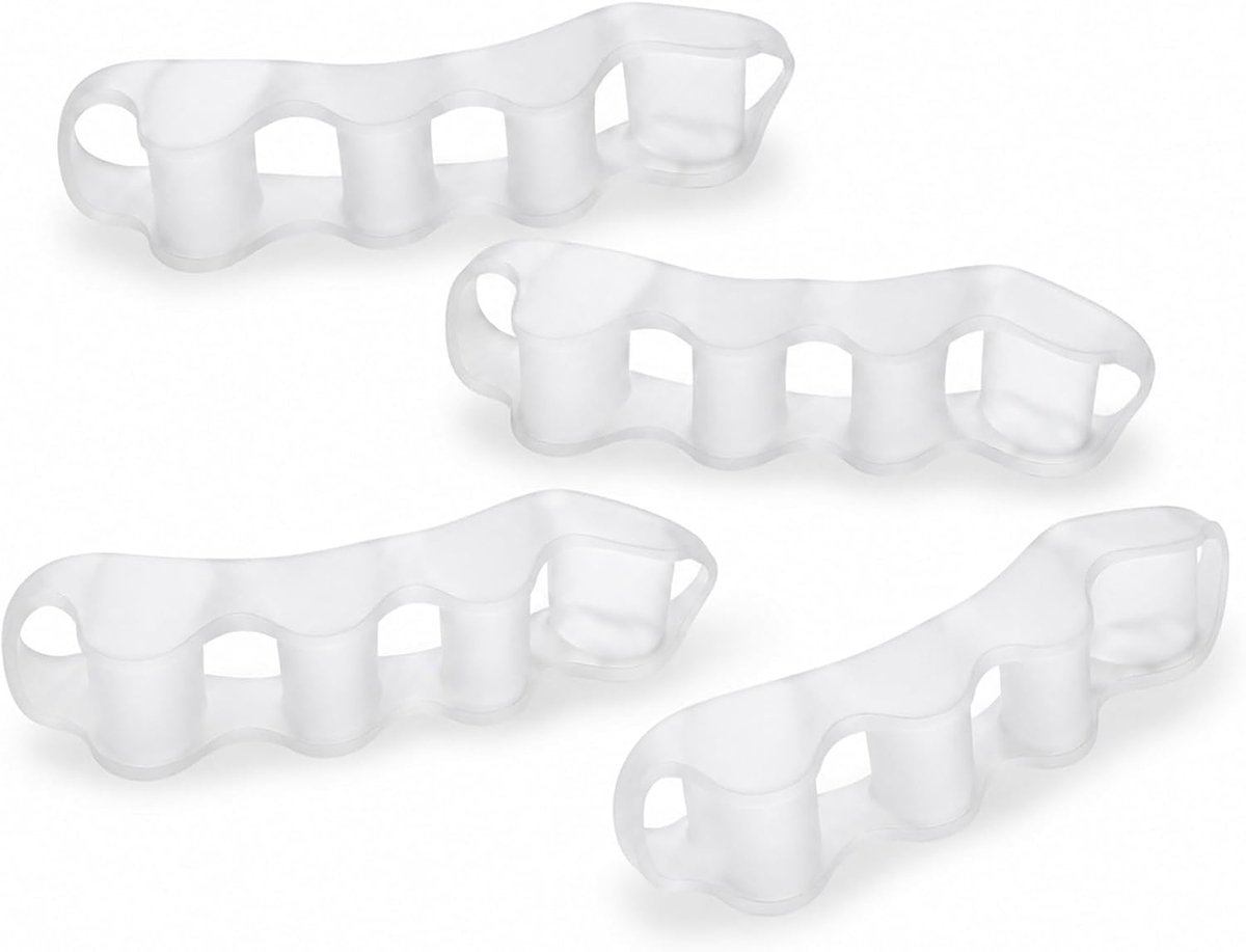 4 stuks teenspreiders van siliconen, teenspreider voor gelaagd, teenspreider en teenspreider en epitact hallux valgus voor mannen en vrouwen (transparant)