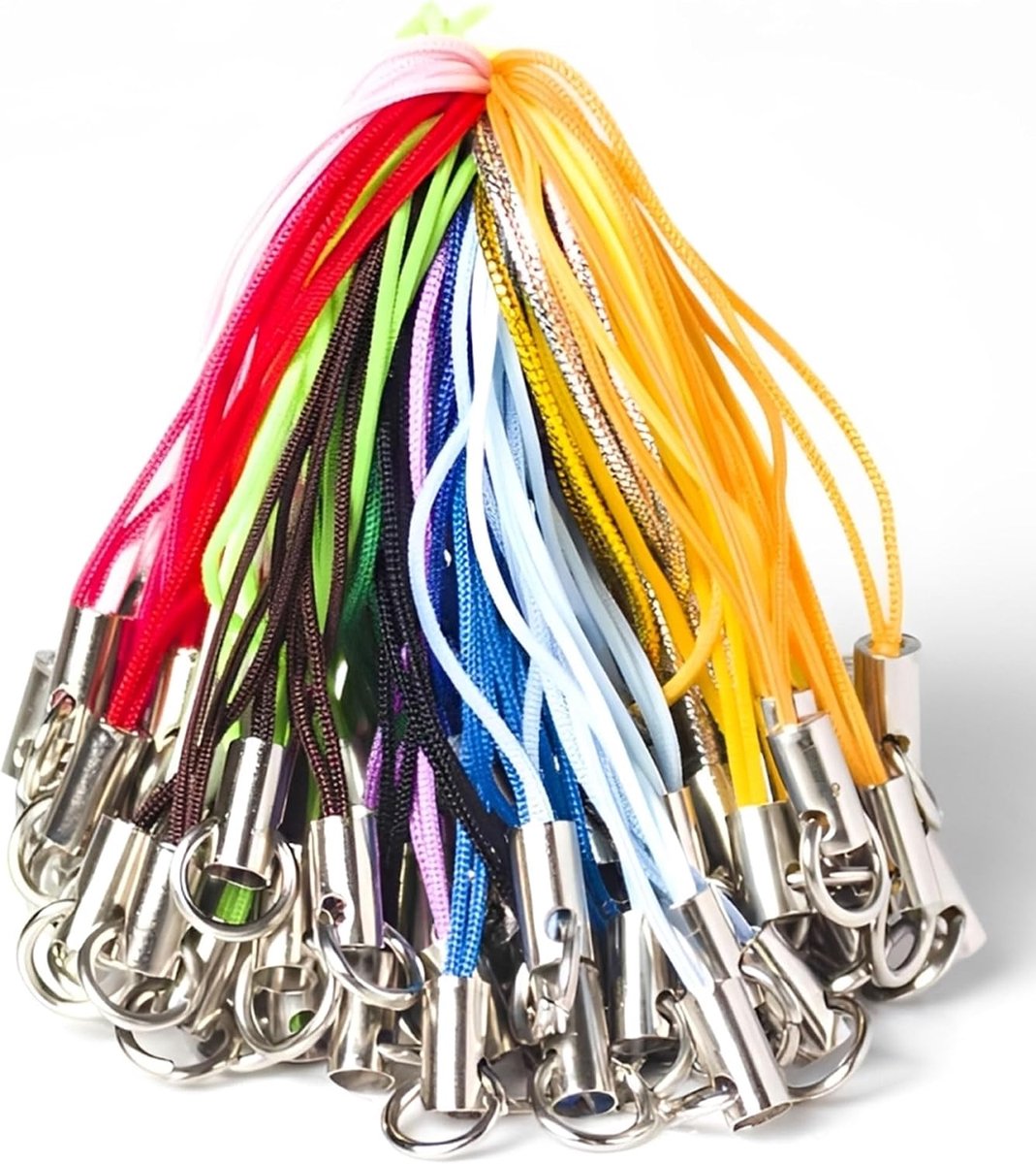 100 stuks telefoonlussen, meerkleurig, nylon band voor sleutelhangers, USB-hanger, afstandsbediening en accessoires, sleutelbanden, kleurrijke telefoonband om te knutselen